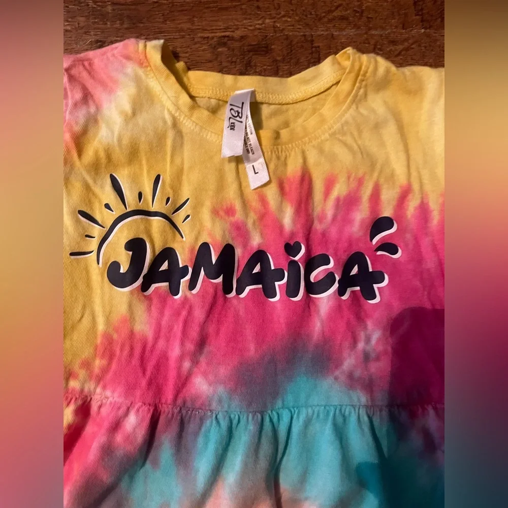 Girls tie dye jamaica dress fits size 6  NEW
